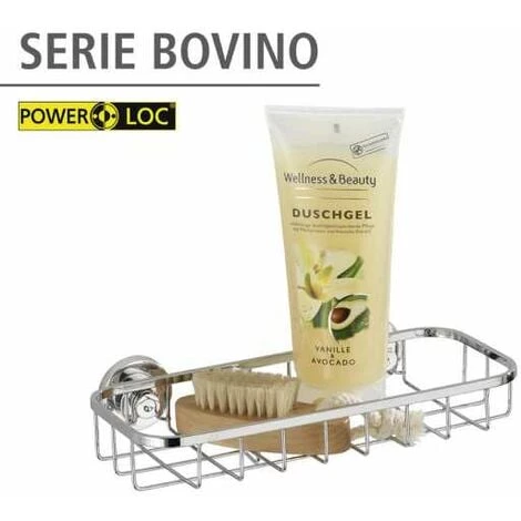 WENKO Etagère Murale Salle De Bain, Panier De Douche Fixation Sans Perçage Power-Loc®, Bovino, Acier Inox, 22,5x6x11,5 Cm, Brillant - Brillant 4 WENKO Etagère Murale Salle De Bain, Panier De Douche Fixation Sans Perçage Power-Loc®, Bovino, Acier Inox, 22,5x6x11,5 Cm, Brillant - Brillant – Image 2