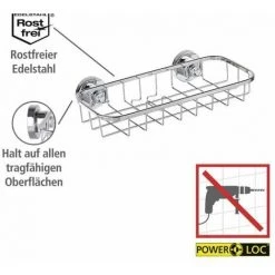 WENKO Etagère Murale Salle De Bain, Panier De Douche Fixation Sans Perçage Power-Loc®, Bovino, Acier Inox, 22,5x6x11,5 Cm, Brillant - Brillant 9 WENKO Etagère Murale Salle De Bain, Panier De Douche Fixation Sans Perçage Power-Loc®, Bovino, Acier Inox, 22,5x6x11,5 Cm, Brillant - Brillant -WENKO Soldes 6580507 3