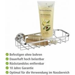 WENKO Etagère Murale Salle De Bain, Panier De Douche Fixation Sans Perçage Power-Loc®, Bovino, Acier Inox, 22,5x6x11,5 Cm, Brillant - Brillant 10 WENKO Etagère Murale Salle De Bain, Panier De Douche Fixation Sans Perçage Power-Loc®, Bovino, Acier Inox, 22,5x6x11,5 Cm, Brillant - Brillant -WENKO Soldes 6580507 4