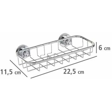 WENKO Etagère Murale Salle De Bain, Panier De Douche Fixation Sans Perçage Power-Loc®, Bovino, Acier Inox, 22,5x6x11,5 Cm, Brillant - Brillant 7 WENKO Etagère Murale Salle De Bain, Panier De Douche Fixation Sans Perçage Power-Loc®, Bovino, Acier Inox, 22,5x6x11,5 Cm, Brillant - Brillant – Image 5