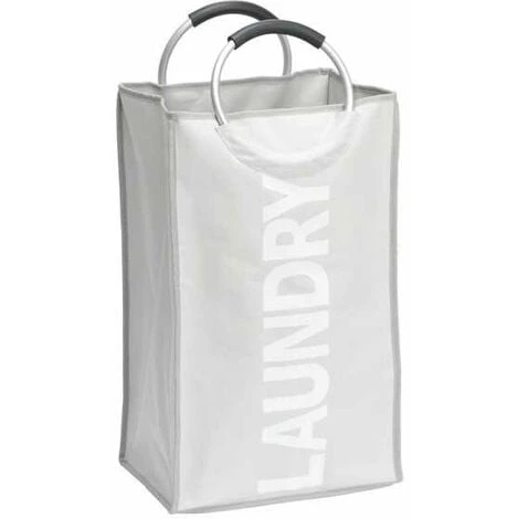 WENKO Panier à Linge Souple Stone Uno "Laundry", Panier à Linge Sale Avec Poignée De Transport, Capacité 44L, Polyester - Aluminium, 34x54x24 Cm, Beige - Beige 3 WENKO Panier à Linge Souple Stone Uno "Laundry", Panier à Linge Sale Avec Poignée De Transport, Capacité 44L, Polyester - Aluminium, 34x54x24 Cm, Beige - Beige