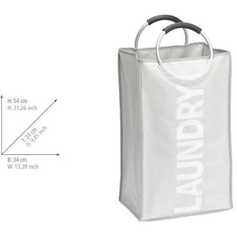 WENKO Panier à Linge Souple Stone Uno "Laundry", Panier à Linge Sale Avec Poignée De Transport, Capacité 44L, Polyester - Aluminium, 34x54x24 Cm, Beige - Beige 4 WENKO Panier à Linge Souple Stone Uno "Laundry", Panier à Linge Sale Avec Poignée De Transport, Capacité 44L, Polyester - Aluminium, 34x54x24 Cm, Beige - Beige – Image 2