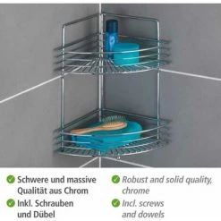 WENKO Etagère Murale D'angle De Douche, Milano, 2 Paniers D'angle De Douche, Fixation Murale, Chrome, 31,5x37x22,5 Cm, Brillant - Chromé 9 WENKO Etagère Murale D'angle De Douche, Milano, 2 Paniers D'angle De Douche, Fixation Murale, Chrome, 31,5x37x22,5 Cm, Brillant - Chromé -WENKO Soldes 6580515 3