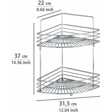 WENKO Etagère Murale D'angle De Douche, Milano, 2 Paniers D'angle De Douche, Fixation Murale, Chrome, 31,5x37x22,5 Cm, Brillant - Chromé 6 WENKO Etagère Murale D'angle De Douche, Milano, 2 Paniers D'angle De Douche, Fixation Murale, Chrome, 31,5x37x22,5 Cm, Brillant - Chromé – Image 4