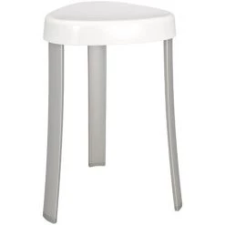 WENKO Tabouret Salle De Bain Blanc, Tabouret Douche, Corrente, Aluminium - Plastique, 37x45x37 Cm, Blanc - Brillant - Blanc