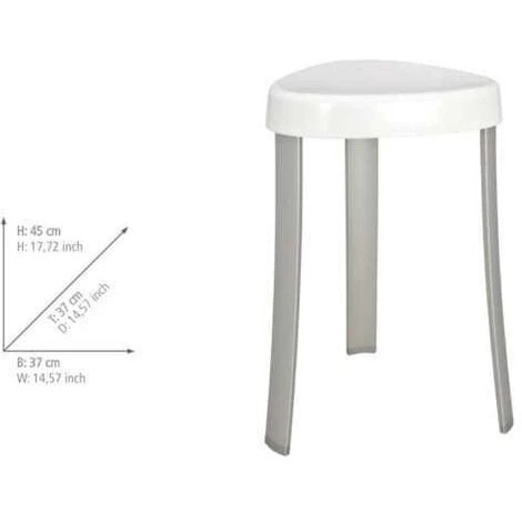 WENKO Tabouret Salle De Bain Blanc, Tabouret Douche, Corrente, Aluminium - Plastique, 37x45x37 Cm, Blanc - Brillant - Blanc 4 WENKO Tabouret Salle De Bain Blanc, Tabouret Douche, Corrente, Aluminium - Plastique, 37x45x37 Cm, Blanc - Brillant - Blanc – Image 2