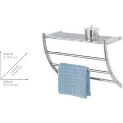 WENKO Porte Serviette Salle De Bain Mural Avec étagère, Exclusive Pescara, Chrome, 56x21.5x46 Cm, Brillant - Chromé -WENKO Soldes 6580520 3