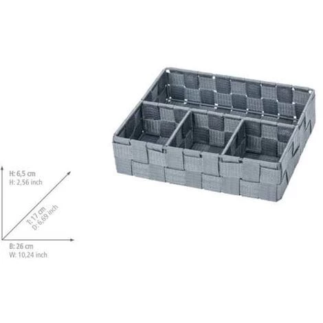 WENKO Organiseur Salle De Bain Adria Petit, Rangement Salle De Bain 4 Compartiments, Polypropylène, 26x17x6.5 Cm, Gris - Gris 5 WENKO Organiseur Salle De Bain Adria Petit, Rangement Salle De Bain 4 Compartiments, Polypropylène, 26x17x6.5 Cm, Gris - Gris – Image 3