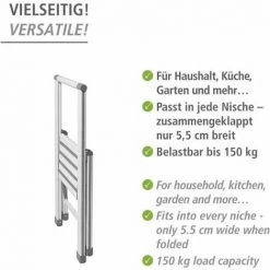 WENKO Escabeau 1 Marche, Escabeau Pliable Aluminium, Escabeau Design, Marches Antidérapantes, Aluminium, 44 X 74 X 5.5 Cm, Blanc 10 WENKO Escabeau 1 Marche, Escabeau Pliable Aluminium, Escabeau Design, Marches Antidérapantes, Aluminium, 44 X 74 X 5.5 Cm, Blanc -WENKO Soldes 6580539 4