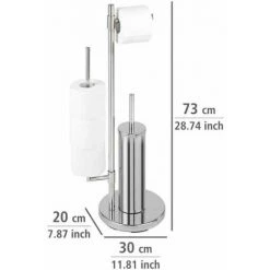 WENKO Combiné WC 3en1, Brosse WC Et Dérouleur Papier Toilette, Réserve Papier Toilette, Universalo Neo, Acier Inox, 30x73x20 Cm, Brillant -WENKO Soldes 6580542 5