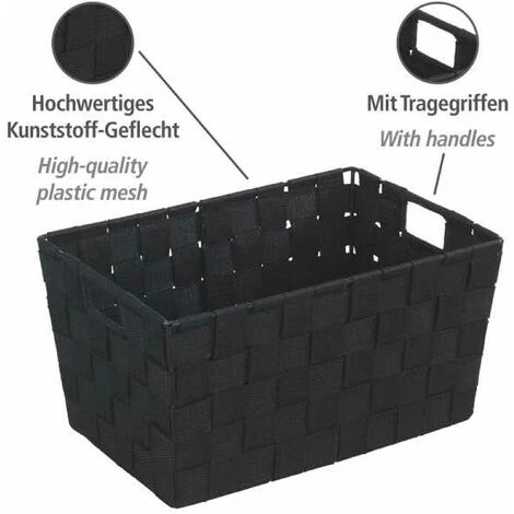 WENKO Panier salle de bain Adria, Rangement Salle De Bain S, Polypropylène, 30x20x15 Cm, noir - Noir 4 WENKO Panier salle de bain Adria, Rangement Salle De Bain S, Polypropylène, 30x20x15 Cm, noir - Noir – Image 2