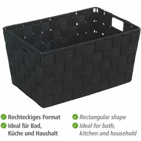 WENKO Panier salle de bain Adria, Rangement Salle De Bain S, Polypropylène, 30x20x15 Cm, noir - Noir 5 WENKO Panier salle de bain Adria, Rangement Salle De Bain S, Polypropylène, 30x20x15 Cm, noir - Noir – Image 3