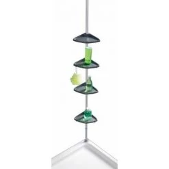 WENKO Etagère De Salle De Bain Télescopique Compact, 4 Paniers De Douche, Solution Sans Perçage, Fixation Par Torsion Et Réglable En Hauteur, Aluminium - Plastique, 26x78-275x19,5 Cm, Argent