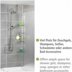 WENKO Etagère De Salle De Bain Télescopique Compact, 4 Paniers De Douche, Solution Sans Perçage, Fixation Par Torsion Et Réglable En Hauteur, Aluminium - Plastique, 26x78-275x19,5 Cm, Argent 10 WENKO Etagère De Salle De Bain Télescopique Compact, 4 Paniers De Douche, Solution Sans Perçage, Fixation Par Torsion Et Réglable En Hauteur, Aluminium - Plastique, 26x78-275x19,5 Cm, Argent -WENKO Soldes 6580549 4