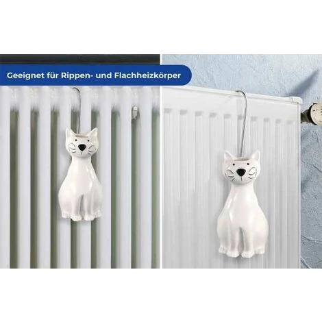 WENKO Saturateur Radiateur, Humidificateur D'air En Céramique, Chat, Lot De 2, Céramique, 10,5x21x5,5 Cm, Blanc - Blanc 7 WENKO Saturateur Radiateur, Humidificateur D'air En Céramique, Chat, Lot De 2, Céramique, 10,5x21x5,5 Cm, Blanc - Blanc – Image 5