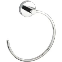 WENKO Porte Serviette Mural Capri, Anneau Porte Serviettes Vacuum-Loc® Fixation Sans Perçage, Repositionnable Sans Laisser De Trace, Zinc Inoxydable, 18,5x21x5,5 Cm, Brillant