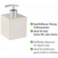 WENKO Distributeur Savon Liquide, Cordoba, Capacité 500 Ml, Céramique à Relief, 13x8,5x8,5 Cm, Blanc - Blanc -WENKO Soldes 6580569 3