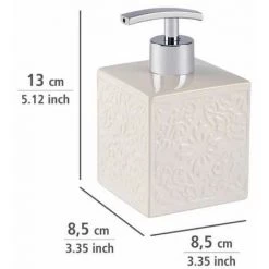 WENKO Distributeur Savon Liquide, Cordoba, Capacité 500 Ml, Céramique à Relief, 13x8,5x8,5 Cm, Blanc - Blanc -WENKO Soldes 6580569 4