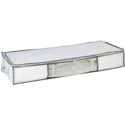 WENKO Housse Rangement Sous Vide Avec Boîte De Rangement, Soft Box XL, 75% D'économie De Place, Protège Les Textiles De L'humidité Et Des Mites, Plastique, 105x45x15 Cm, Blanc - Transparent - Blanc