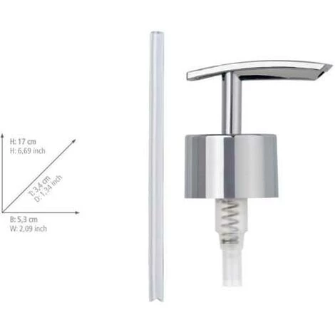 WENKO Pompe De Remplacement Pour Distributeur Savon Liquide, Design Plat, Plastique, ø 28 Mm, Chromé - Chromé 4 WENKO Pompe De Remplacement Pour Distributeur Savon Liquide, Design Plat, Plastique, ø 28 Mm, Chromé - Chromé – Image 2