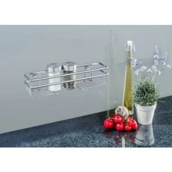 WENKO Etagère à Epices Murale Style, Etagère Murale Cuisine Fixation Sans Perçage Possible Avec Adaptateur Loc, Métal, 30x7x7 Cm, Brillant - Argent Brillant 8 WENKO Etagère à Epices Murale Style, Etagère Murale Cuisine Fixation Sans Perçage Possible Avec Adaptateur Loc, Métal, 30x7x7 Cm, Brillant - Argent Brillant -WENKO Soldes 6580583 3