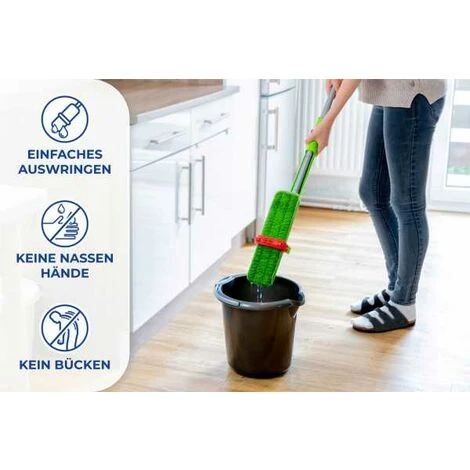WENKO Balai Lave-sol Wringo-Star, Balai Serpillère Avec Système D'essorage, Plastique - Fer, 32x132x10 Cm, Vert - Mat 7 WENKO Balai Lave-sol Wringo-Star, Balai Serpillère Avec Système D'essorage, Plastique - Fer, 32x132x10 Cm, Vert - Mat – Image 5