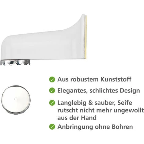 WENKO Porte Savon Aimanté Mural, Porte Savon Magnétique, Fixation Sans Perçage Adhésive, Pour Savon Solide, écologique & économique, Plastique De Haute Qualité, 4,5x4x7 Cm, Blanc - Blanc 4 WENKO Porte Savon Aimanté Mural, Porte Savon Magnétique, Fixation Sans Perçage Adhésive, Pour Savon Solide, écologique & économique, Plastique De Haute Qualité, 4,5x4x7 Cm, Blanc - Blanc – Image 2