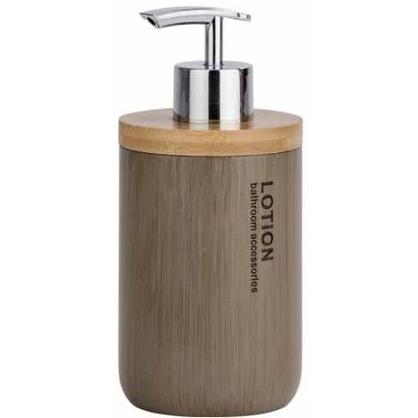 WENKO Distributeur De Savon Liquide Palo, Capacité 310 Ml, Polyrésine - Bambou, Ø 7,5x16,8 Cm, Taupe - Marrons 3 WENKO Distributeur De Savon Liquide Palo, Capacité 310 Ml, Polyrésine - Bambou, Ø 7,5x16,8 Cm, Taupe - Marrons
