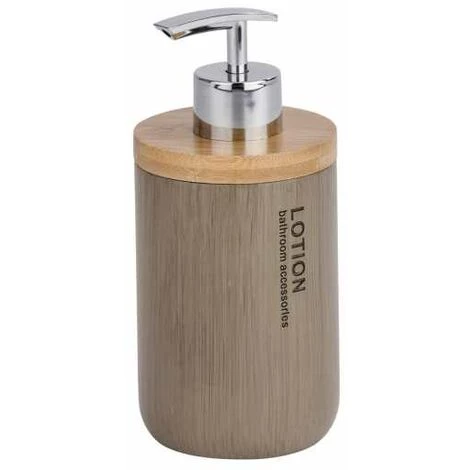 WENKO Distributeur De Savon Liquide Palo, Capacité 310 Ml, Polyrésine - Bambou, Ø 7,5x16,8 Cm, Taupe - Marrons 4 WENKO Distributeur De Savon Liquide Palo, Capacité 310 Ml, Polyrésine - Bambou, Ø 7,5x16,8 Cm, Taupe - Marrons – Image 2