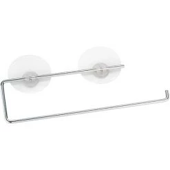 WENKO Porte Sopalin Mural Sans Perçage Static-Loc®, Dévidoir Essuie Tout Mural Sans Perçage, Ventouse Repositionnable, Métal, 8,5x30 Cm, Argent - Argent Brillant