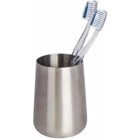 WENKO Gobelet Salle De Bain, Porte Brosse à Dent, Solid, Acier Inox, Ø 8x10 Cm, Mat - Satiné 4 WENKO Gobelet Salle De Bain, Porte Brosse à Dent, Solid, Acier Inox, Ø 8x10 Cm, Mat - Satiné – Image 2