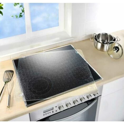 WENKO Protection Plaque De Cuisson En Verre, Couvre Plaque De Cuisson Universel, 3 En 1, Verre Trempé, 50x56 Cm, Transparent 4 WENKO Protection Plaque De Cuisson En Verre, Couvre Plaque De Cuisson Universel, 3 En 1, Verre Trempé, 50x56 Cm, Transparent – Image 2