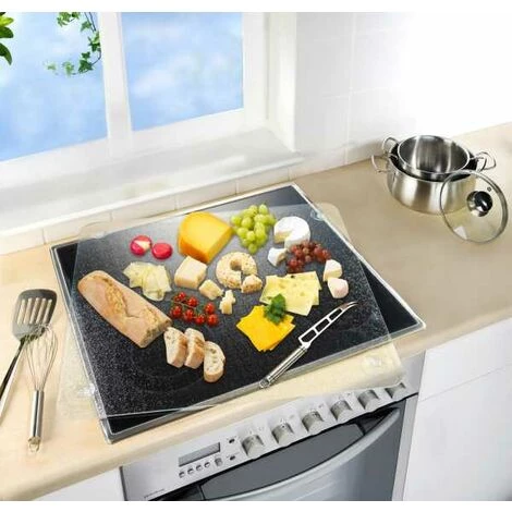 WENKO Protection Plaque De Cuisson En Verre, Couvre Plaque De Cuisson Universel, 3 En 1, Verre Trempé, 50x56 Cm, Transparent 6 WENKO Protection Plaque De Cuisson En Verre, Couvre Plaque De Cuisson Universel, 3 En 1, Verre Trempé, 50x56 Cm, Transparent – Image 4