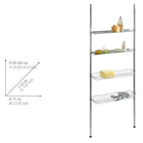 WENKO Etagère Salle De Bain, étagère Télescopique, Bolsena, Acier, 71x65-285x20 Cm, Brillant 7 WENKO Etagère Salle De Bain, étagère Télescopique, Bolsena, Acier, 71x65-285x20 Cm, Brillant – Image 5
