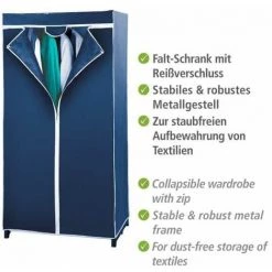 WENKO Armoire En Toile Air, Penderie Tissu Avec Portant Pour Cintre, Ouverture Sur Toute La Hauteur Avec Fermeture éclair, Cadre Acier - Polypropylène, 75x150x50 Cm, Bleu - Bleu 9 WENKO Armoire En Toile Air, Penderie Tissu Avec Portant Pour Cintre, Ouverture Sur Toute La Hauteur Avec Fermeture éclair, Cadre Acier - Polypropylène, 75x150x50 Cm, Bleu - Bleu -WENKO Soldes 6580663 3