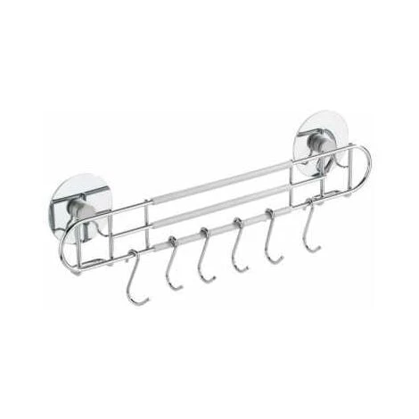 WENKO Barre Crédence Cuisine Sans Perçage, 6 Crochets De Suspension , Fixation Sans Perçage Turbo-Loc®, Métal, 31,5x9,5x5 Cm, Brillant - Argent Brillant 3 WENKO Barre Crédence Cuisine Sans Perçage, 6 Crochets De Suspension , Fixation Sans Perçage Turbo-Loc®, Métal, 31,5x9,5x5 Cm, Brillant - Argent Brillant
