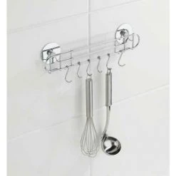 WENKO Barre Crédence Cuisine Sans Perçage, 6 Crochets De Suspension , Fixation Sans Perçage Turbo-Loc®, Métal, 31,5x9,5x5 Cm, Brillant - Argent Brillant 9 WENKO Barre Crédence Cuisine Sans Perçage, 6 Crochets De Suspension , Fixation Sans Perçage Turbo-Loc®, Métal, 31,5x9,5x5 Cm, Brillant - Argent Brillant -WENKO Soldes 6580667 3