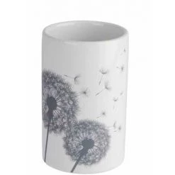 WENKO Gobelet Salle De Bain, Porte Brosse à Dent, Astera, Céramique, Ø 7x11 Cm, Blanc - Blanc