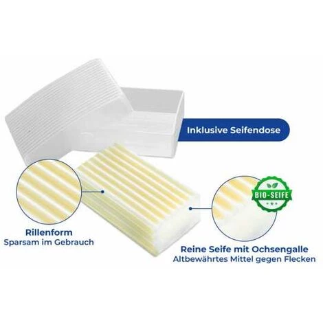 WENKO Savon Au Fiel De Boeuf, Savon Détachant Naturel Textile, Détachant Très Efficace Contre Les Taches, Convient Pour Les Textiles Délicats, Avec Boite à Savon, Lot De 2, 7x2.8x5 Cm - Beige - Crème 5 WENKO Savon Au Fiel De Boeuf, Savon Détachant Naturel Textile, Détachant Très Efficace Contre Les Taches, Convient Pour Les Textiles Délicats, Avec Boite à Savon, Lot De 2, 7x2.8x5 Cm - Beige - Crème – Image 3