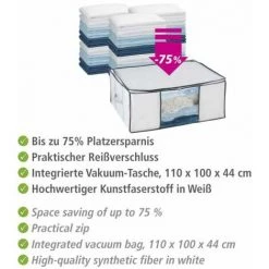 WENKO Housse Rangement Sous Vide Avec Boîte De Rangement, Soft Box L, 75% D'économie De Place, Protège Les Textiles De L'humidité Et Des Mites, Plastique, 65x50x27cm, Blanc - Transparent - Blanc -WENKO Soldes 6580677 4