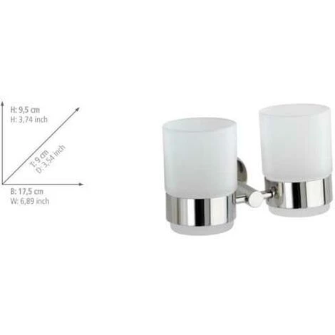 WENKO Porte Brosse à Dent Mural, Gobelet Salle De Bain Double, Duo Bosio Shine, Verre - Fixation Acier Inox, 17,5x9,5x9 Cm, Brillant - Brillant 6 WENKO Porte Brosse à Dent Mural, Gobelet Salle De Bain Double, Duo Bosio Shine, Verre - Fixation Acier Inox, 17,5x9,5x9 Cm, Brillant - Brillant – Image 4
