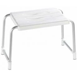 WENKO Tabouret De Douche Secura, Pieds Antidérapants, Capacité 130 Kg, Aluminium - Plastique, 50x32x26 Cm, Blanc - Blanc