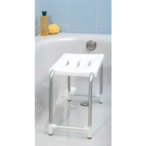 WENKO Tabouret De Douche Secura, Pieds Antidérapants, Capacité 130 Kg, Aluminium - Plastique, 50x32x26 Cm, Blanc - Blanc 5 WENKO Tabouret De Douche Secura, Pieds Antidérapants, Capacité 130 Kg, Aluminium - Plastique, 50x32x26 Cm, Blanc - Blanc – Image 3