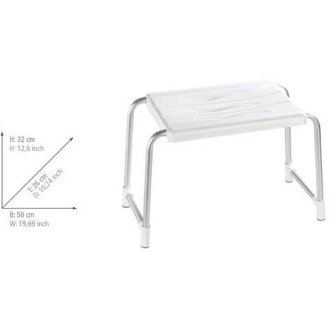 WENKO Tabouret De Douche Secura, Pieds Antidérapants, Capacité 130 Kg, Aluminium - Plastique, 50x32x26 Cm, Blanc - Blanc 7 WENKO Tabouret De Douche Secura, Pieds Antidérapants, Capacité 130 Kg, Aluminium - Plastique, 50x32x26 Cm, Blanc - Blanc – Image 5