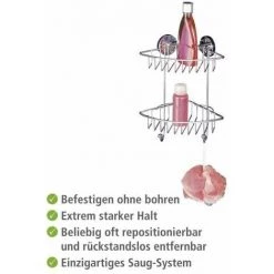 WENKO Etagère D'angle De Douche Murale Sans Perçage Bari, 2 Paniers De Douche D'angle, Fixation Sans Perçage Vacuum-Loc® , Repositionnable Sans Laisser De Trace, Acier, 22,5x29,5x16 Cm, Chromé - Chromé 10 WENKO Etagère D'angle De Douche Murale Sans Perçage Bari, 2 Paniers De Douche D'angle, Fixation Sans Perçage Vacuum-Loc® , Repositionnable Sans Laisser De Trace, Acier, 22,5x29,5x16 Cm, Chromé - Chromé -WENKO Soldes 6580688 4