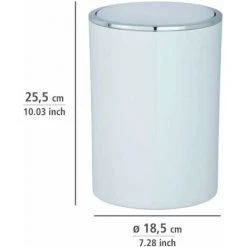 WENKO Petite Poubelle Salle De Bain, Poubelle à Couvercle, 5L, Inca, Plastique Haut De Gamme, Ø 18,5x25,5 Cm, Blanc 10 WENKO Petite Poubelle Salle De Bain, Poubelle à Couvercle, 5L, Inca, Plastique Haut De Gamme, Ø 18,5x25,5 Cm, Blanc -WENKO Soldes 6580700 4