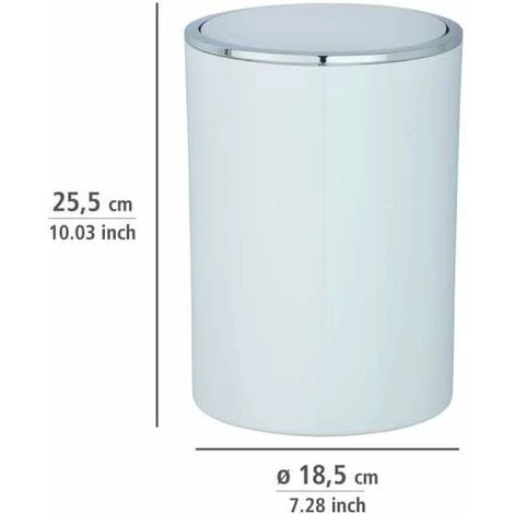 WENKO Petite Poubelle Salle De Bain, Poubelle à Couvercle, 5L, Inca, Plastique Haut De Gamme, Ø 18,5x25,5 Cm, Blanc 6 WENKO Petite Poubelle Salle De Bain, Poubelle à Couvercle, 5L, Inca, Plastique Haut De Gamme, Ø 18,5x25,5 Cm, Blanc – Image 4
