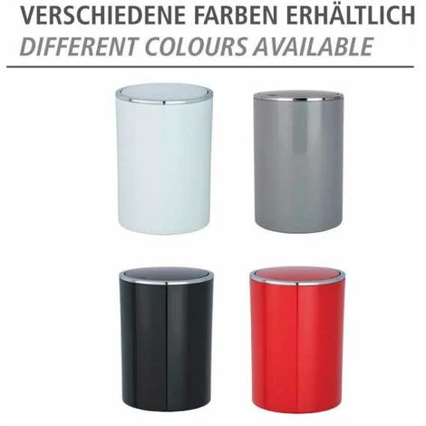 WENKO Petite Poubelle Salle De Bain, Poubelle à Couvercle, 5L, Inca, Plastique Haut De Gamme, Ø 18,5x25,5 Cm, Blanc 7 WENKO Petite Poubelle Salle De Bain, Poubelle à Couvercle, 5L, Inca, Plastique Haut De Gamme, Ø 18,5x25,5 Cm, Blanc – Image 5