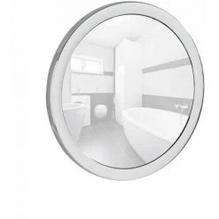WENKO Miroir Grossissant Mural Fixation Ventouse Pistoia, Miroir Grossissant X5, Acier, Ø 14.5 Cm, Chromé - Chromé