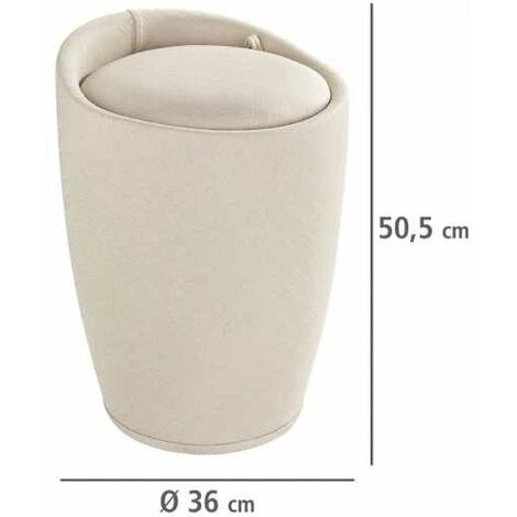 WENKO Tabouret Panier à Linge, Coffre à Linge Et Tabouret Salle De Bain Candy, Coussin Amovible, Aspect Lin, 20 Litres, Plastique, Ø 36x50,5 Cm, Beige - Beige 5 WENKO Tabouret Panier à Linge, Coffre à Linge Et Tabouret Salle De Bain Candy, Coussin Amovible, Aspect Lin, 20 Litres, Plastique, Ø 36x50,5 Cm, Beige - Beige – Image 3